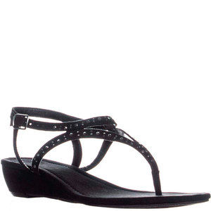 Style & Co Hareet Wedge Sandals Manmade Black 8.5M